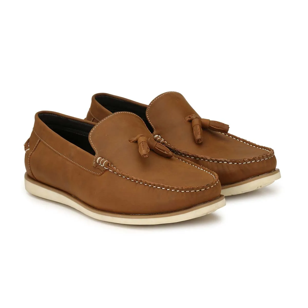 San Frissco Tan Casual Tassel Driving Shoe For Men