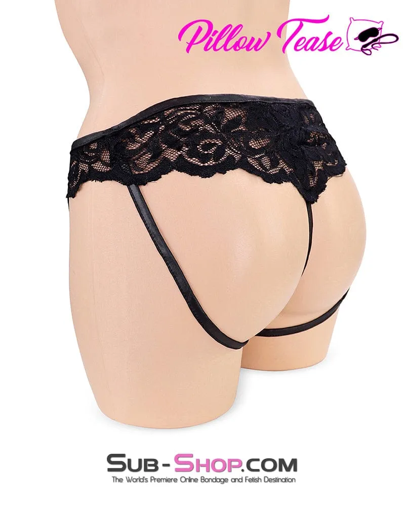 6877DL      Sissy Bimbo Black Lace Forced Feminization Fantasy Mistress Sessions Pouch Man Panties