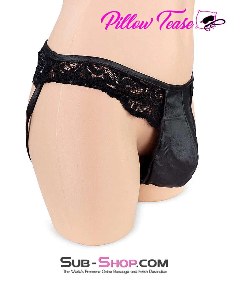 6877DL      Sissy Bimbo Black Lace Forced Feminization Fantasy Mistress Sessions Pouch Man Panties