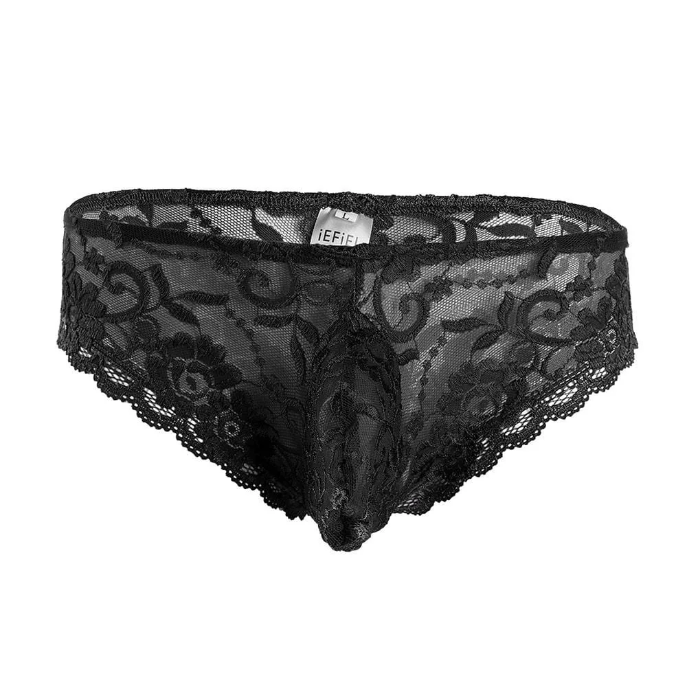 8754AE      Feminization Sissy Bimbo Vixen Bitch Black Lace Sissy Male Panties