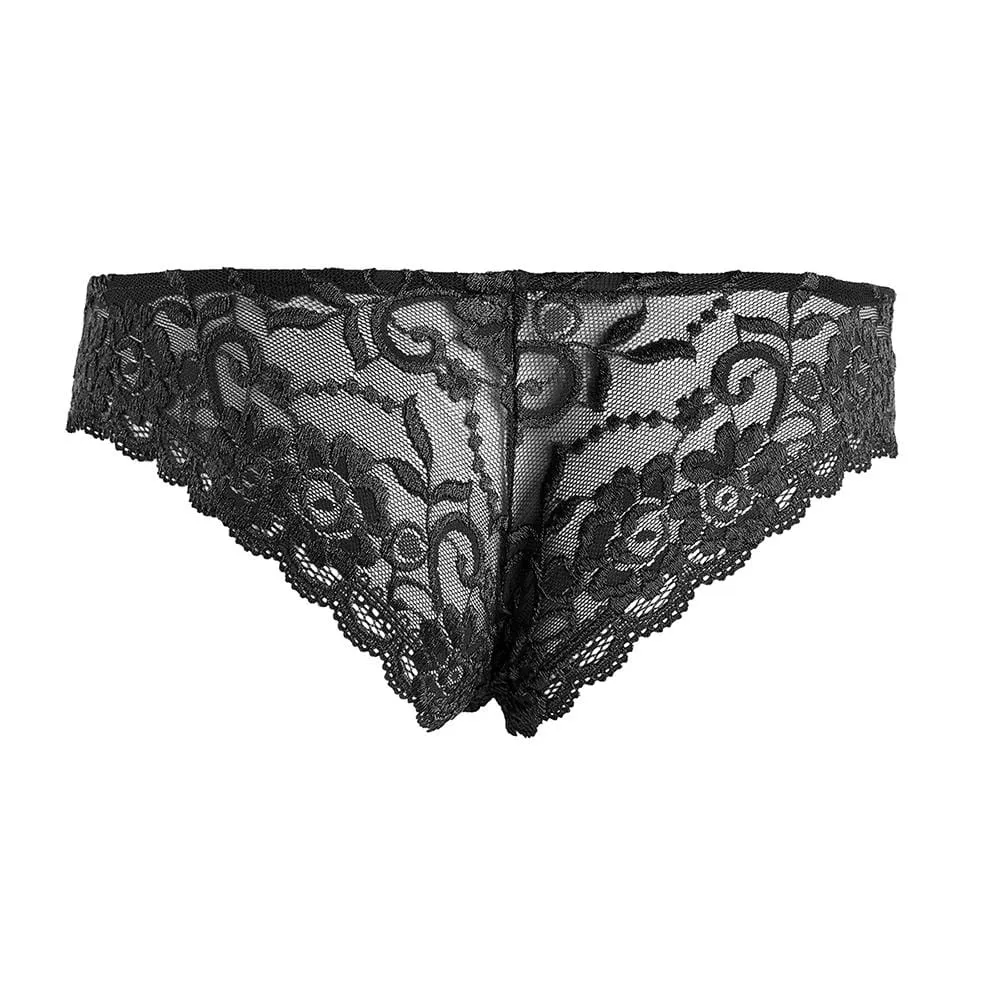 8754AE      Feminization Sissy Bimbo Vixen Bitch Black Lace Sissy Male Panties