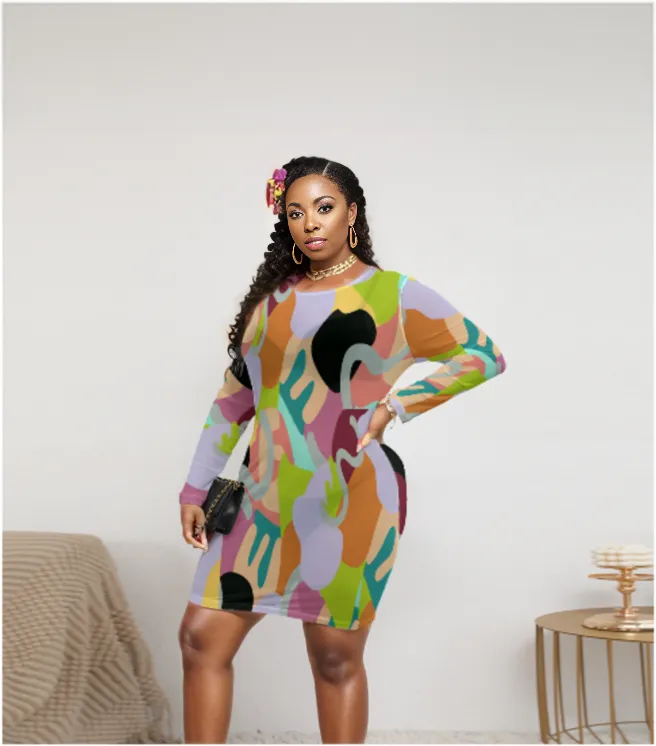 Abstract Wild Women's Sheer Mesh Dress Voluptuous ( ) Plus Size