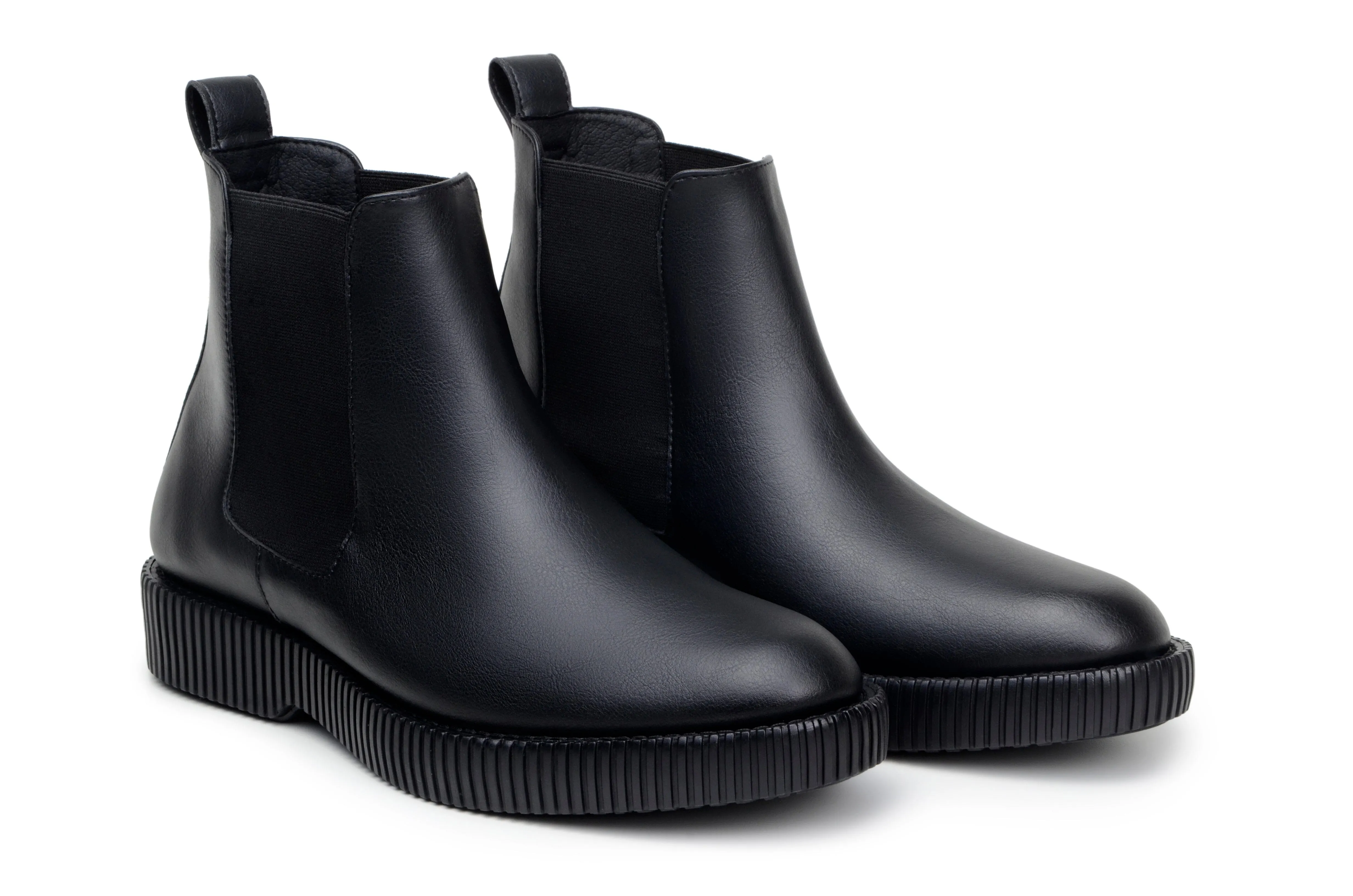 'Rafael' men's creeper sole chelsea boot in vegan leather by Zette Shoes - black