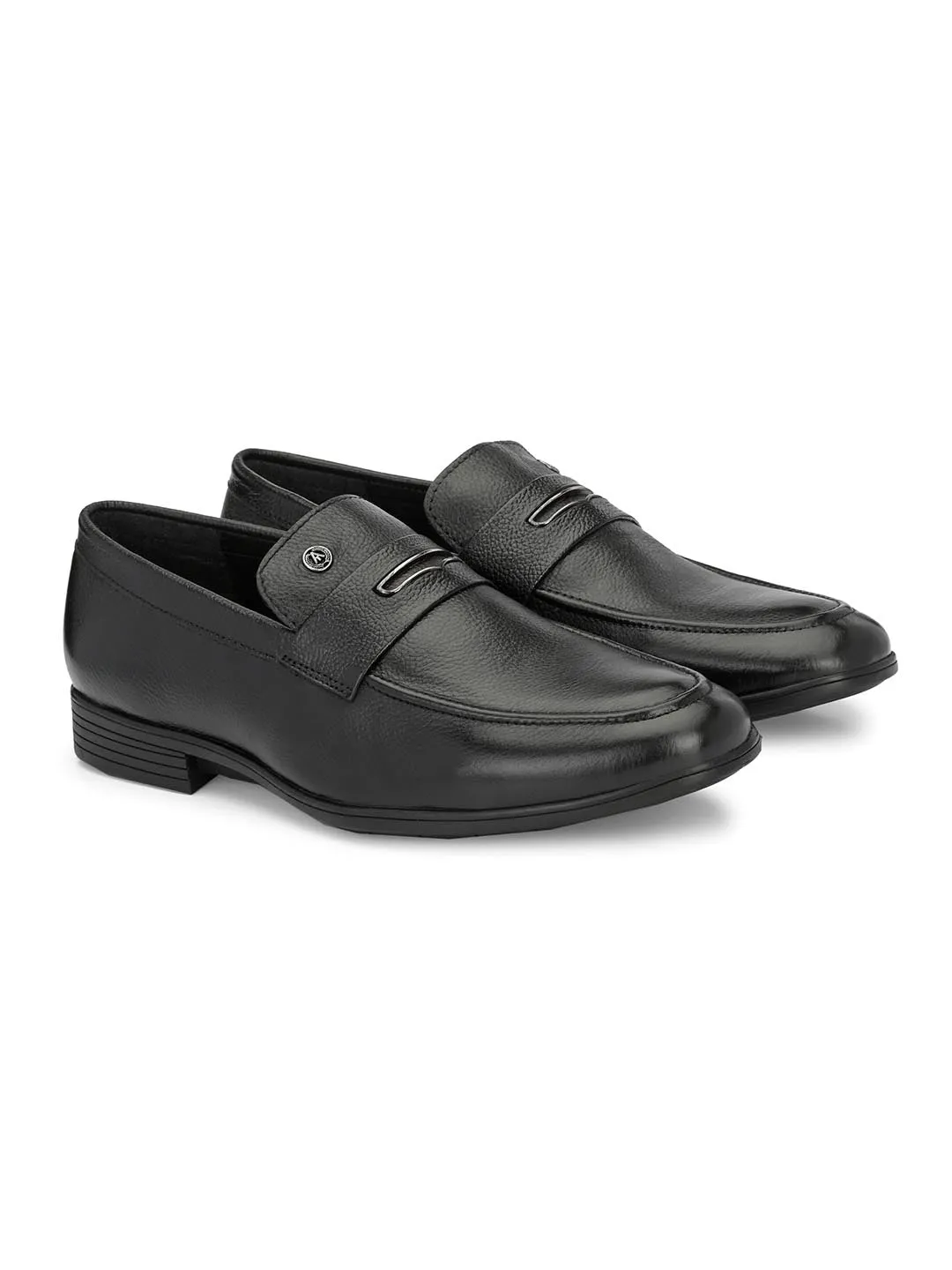 Alberto Torresi Genuine Leather Black Slipon Formal Shoes For Men