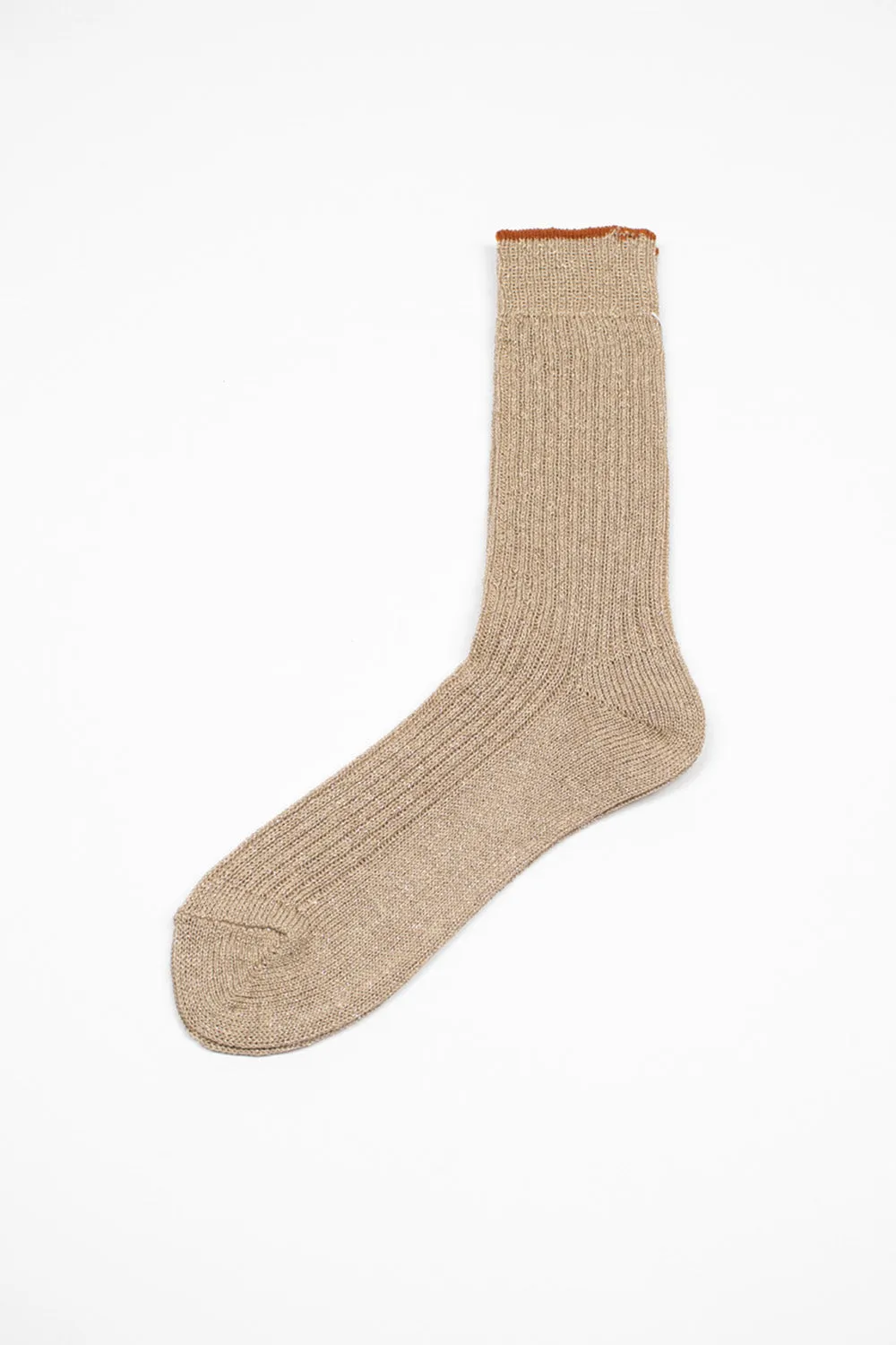 HA-22 Linen Lurex Ribbed Socks Beige