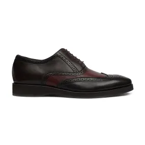 Amberg - Men's Dark Brown and Oxblood Calf Leather Oxford Shoe