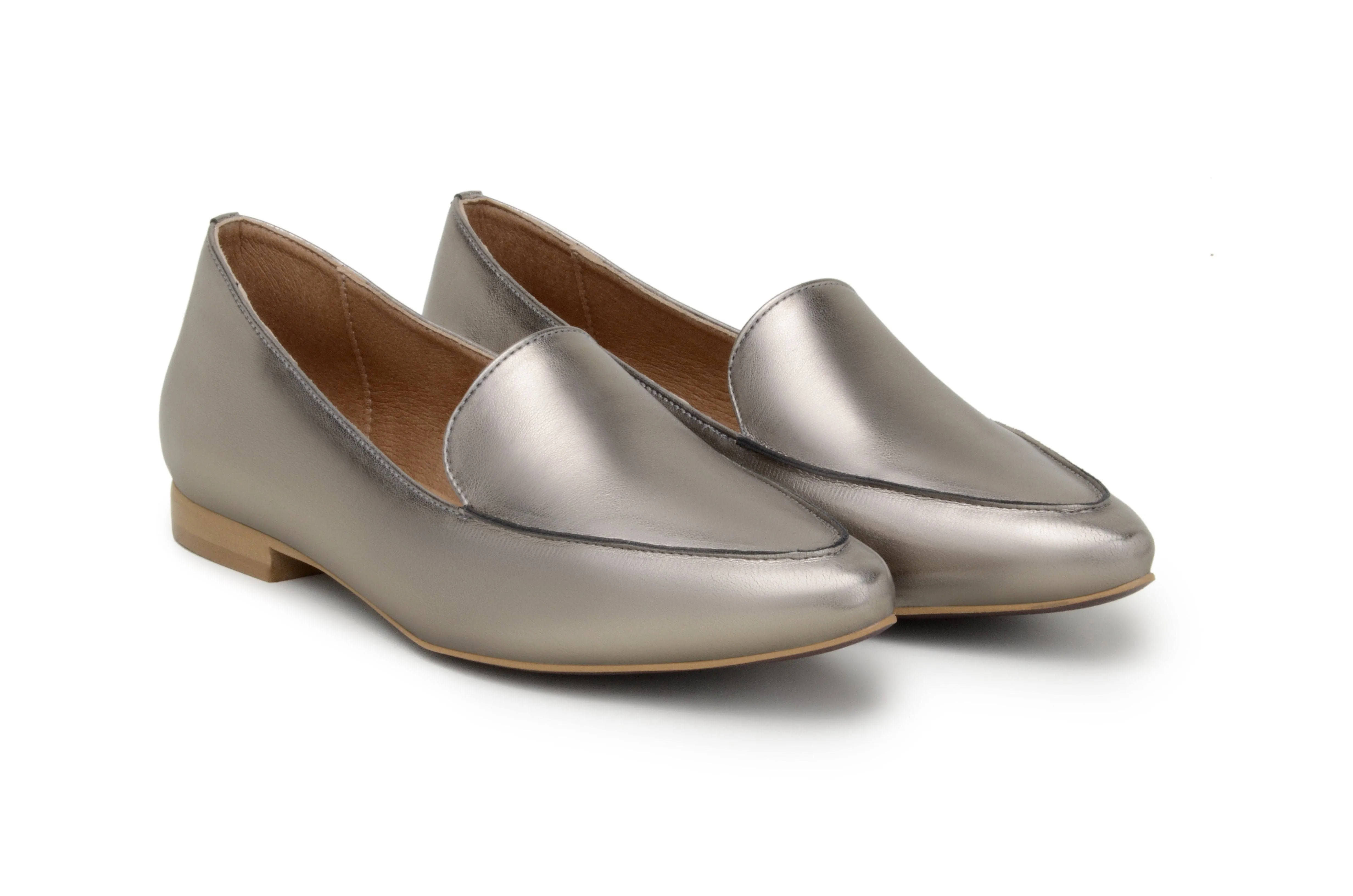 'Erin' vegan slipper flat by Zette Shoes - metallic grey