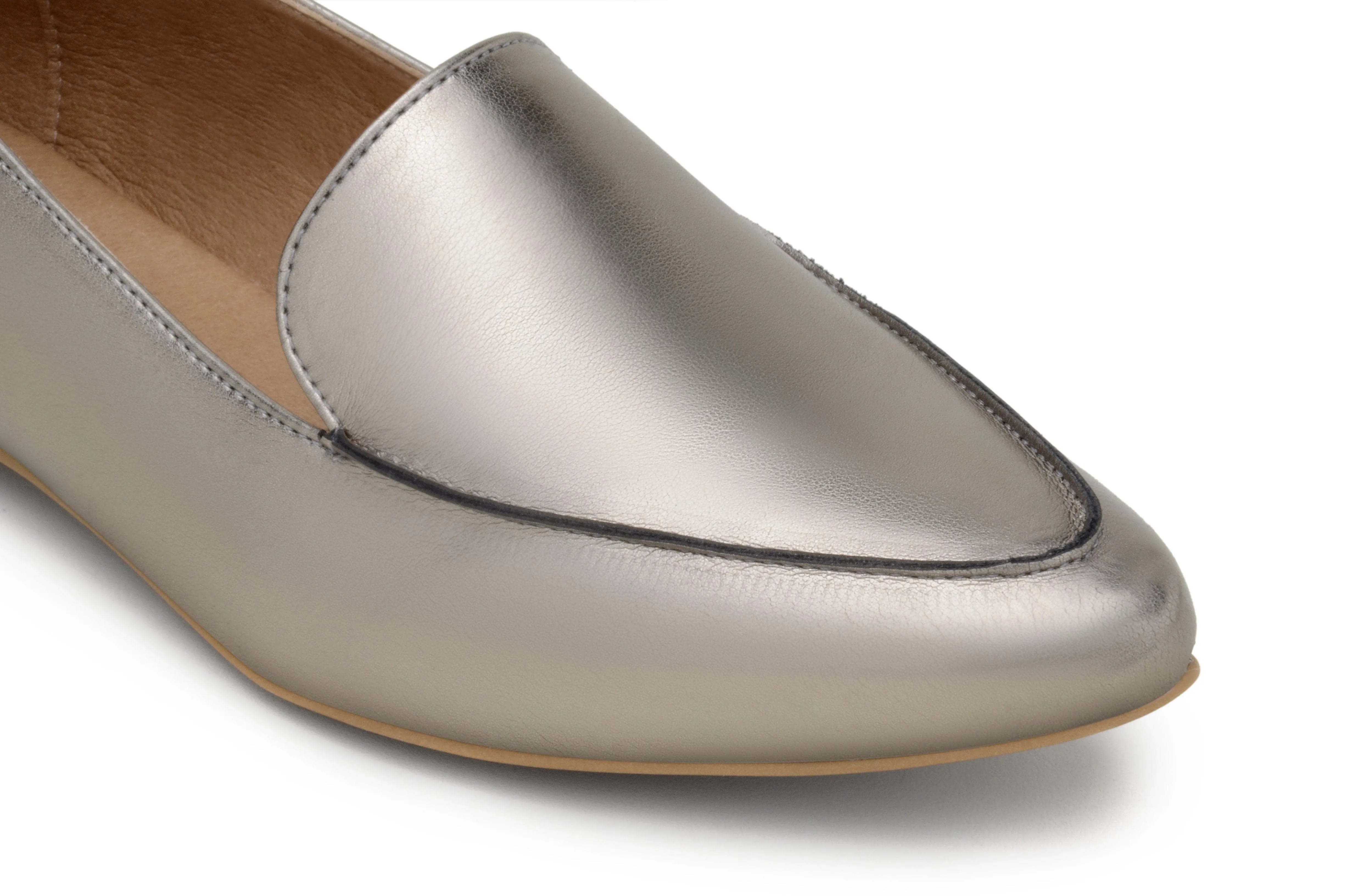 'Erin' vegan slipper flat by Zette Shoes - metallic grey