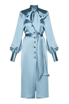 AQUA LONG SLEEVE MIDI DRESS