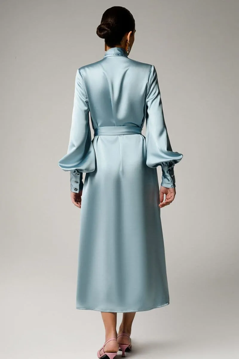 AQUA LONG SLEEVE MIDI DRESS