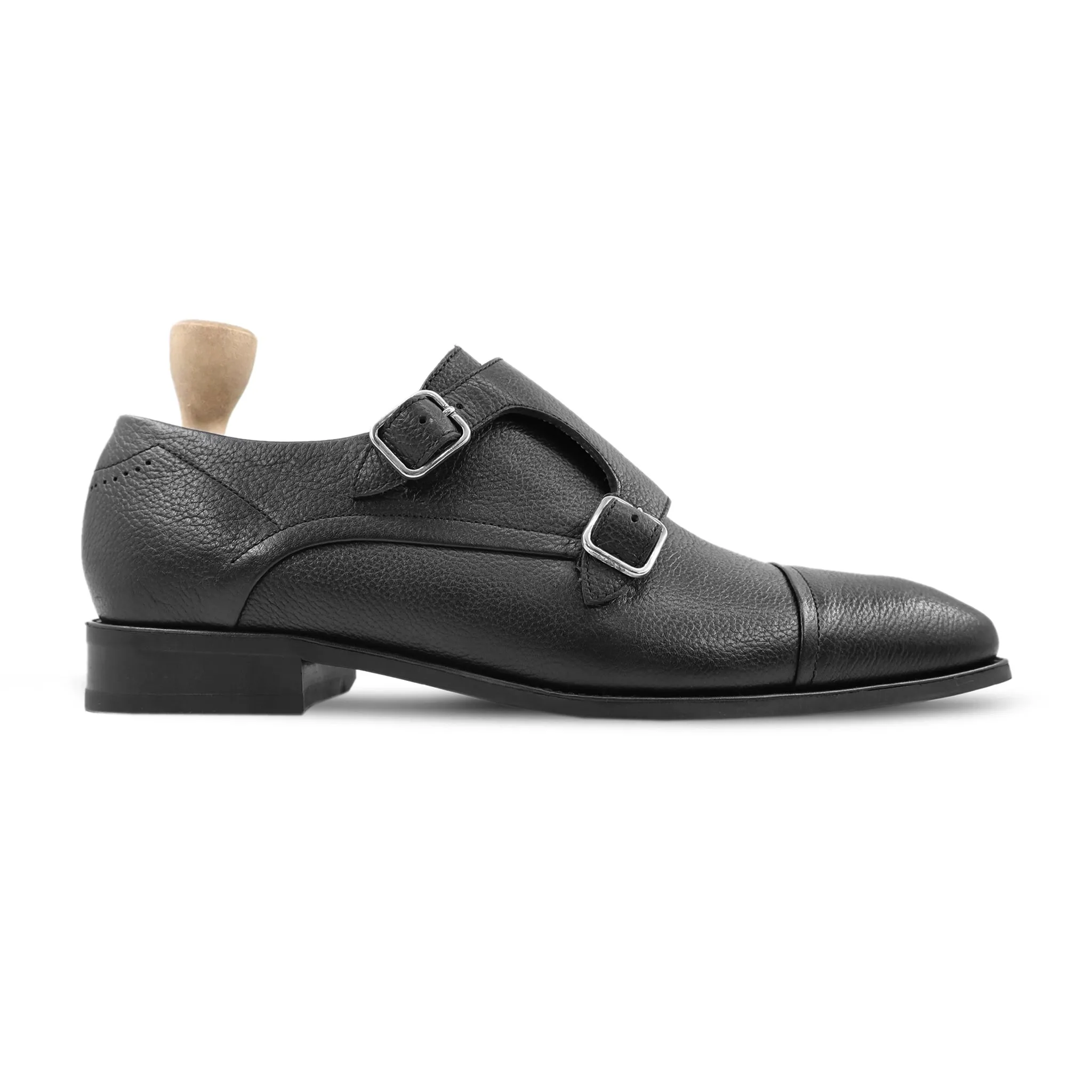 ARAD - BLACK PEBBLE GRAIN DOUBLE MONKSTRAP