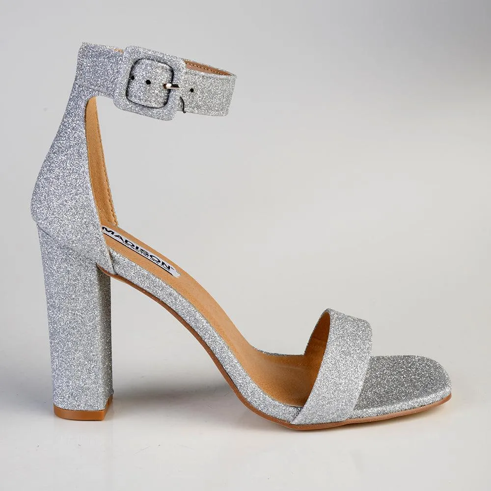 Madison Angelique Classic Block Heel Sandal - Silver