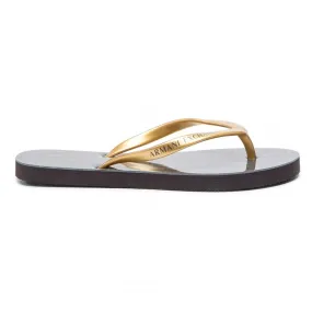 Armani Exchange PVS Womens Black/Gold Flip-Flops