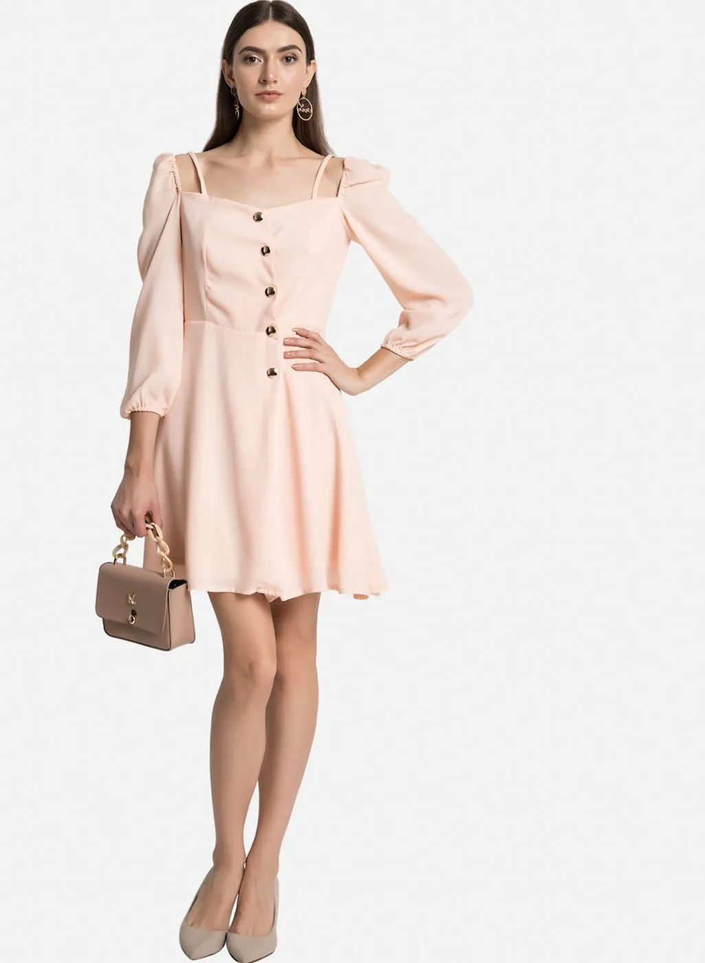 Asymmetric Placket Skater Dress