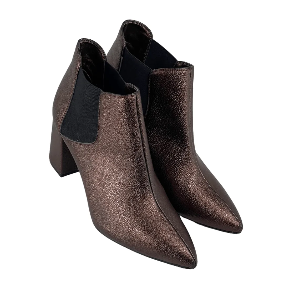 'Rachel' vegan-leather Chelsea bootie by Zette Shoes - bronze