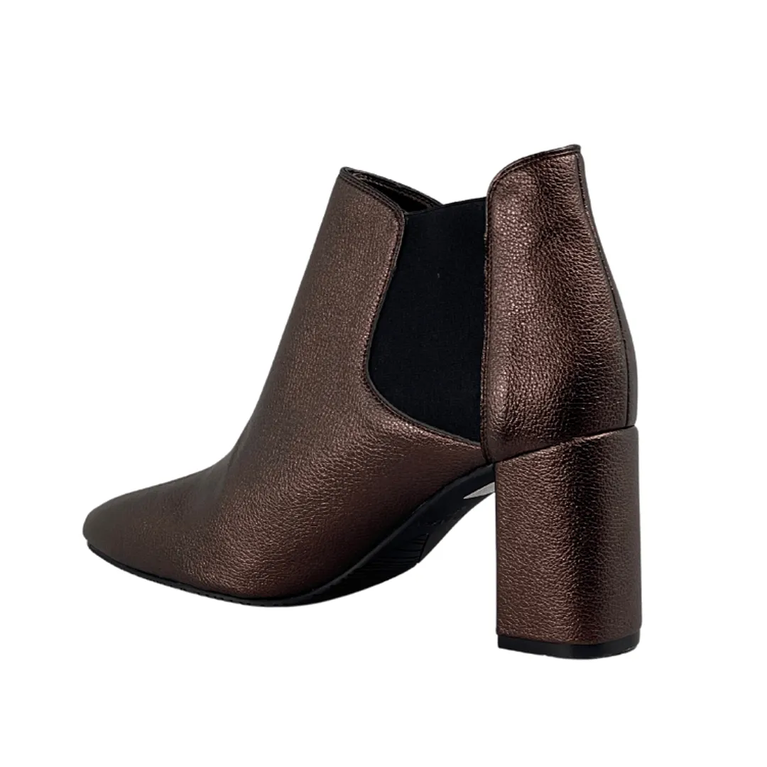 'Rachel' vegan-leather Chelsea bootie by Zette Shoes - bronze