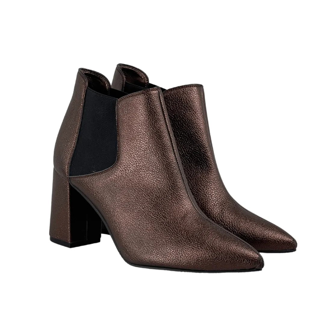 'Rachel' vegan-leather Chelsea bootie by Zette Shoes - bronze