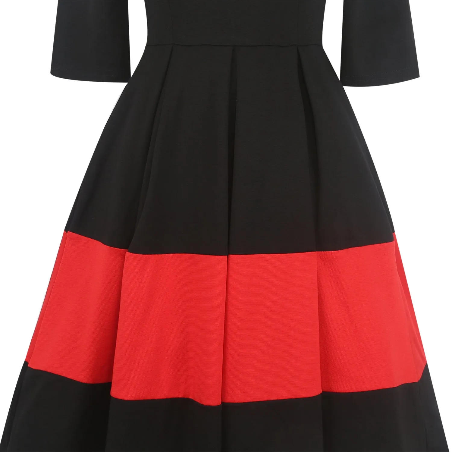 Black & Red Pleated A-Line Dress