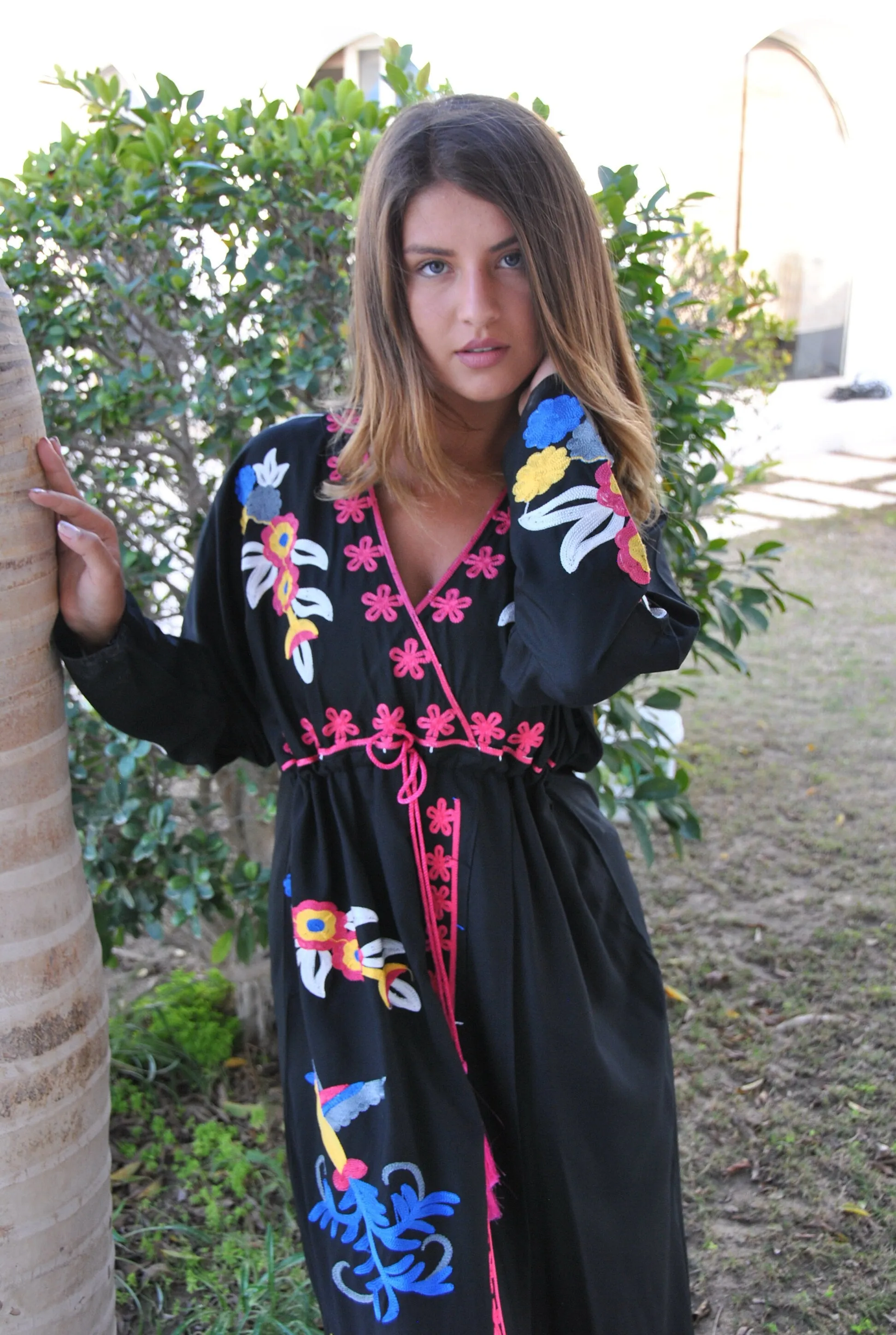 Black birds embroidered caftan, Open slit Cotton caftan dress, African women clothing, Bohemian maxi dress, Boho summer caftan, kaftans