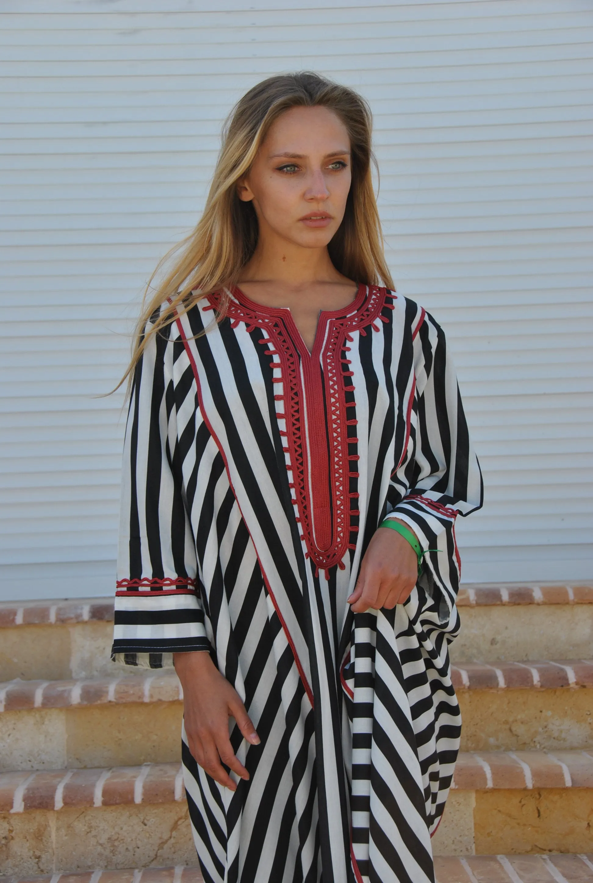 Black Striped Elegant embroidered Kaftan dress, Bohemian Kaftan, caftans for women, Striped kaftan, Summer kaftan dresses, Kaftans women