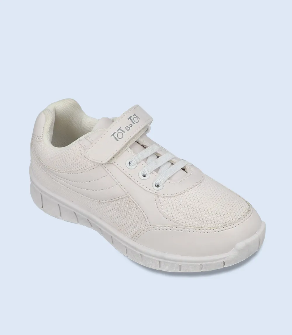 KB0153-WHITE-School Shoes For Boys