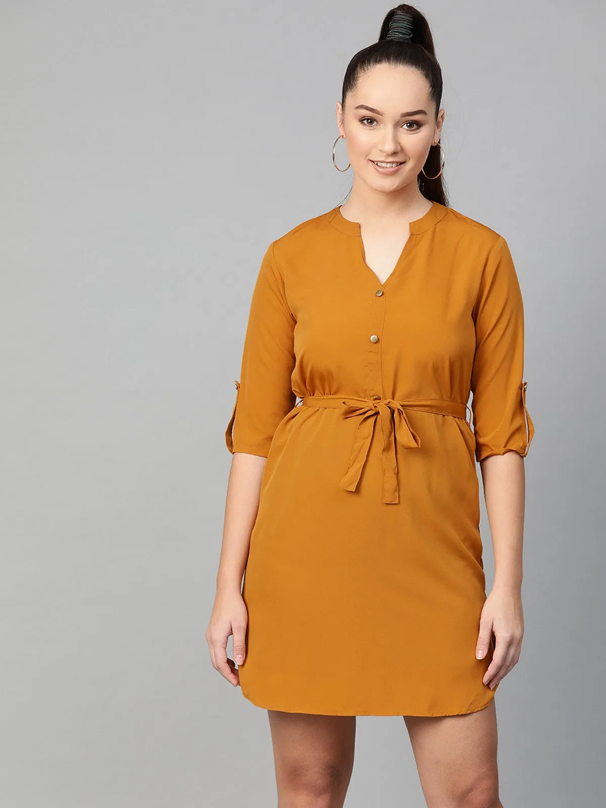 Casual Buttoned Shirt Dress