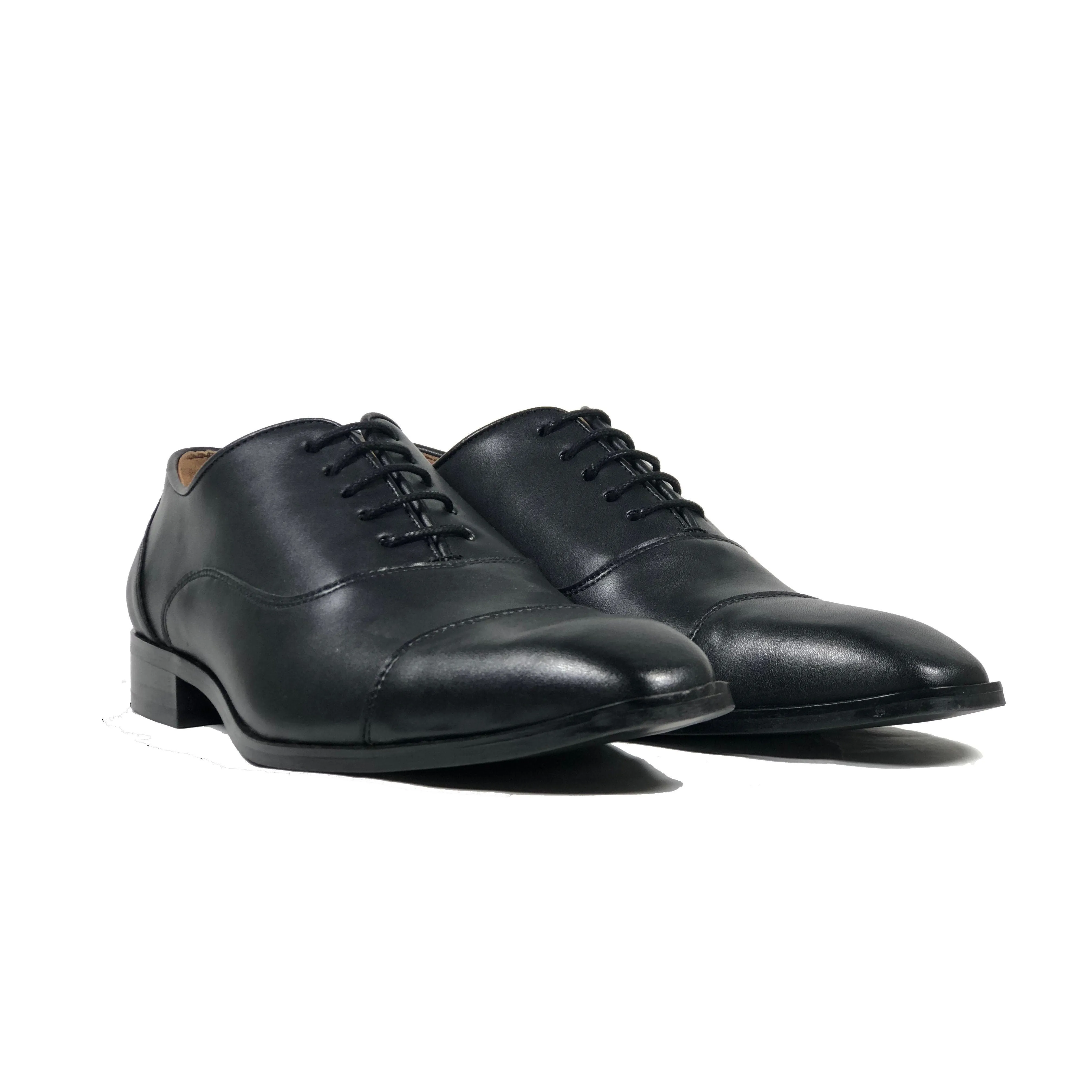 'Laurent' Cap-Toe Vegan Oxford by Zette Shoes - Black