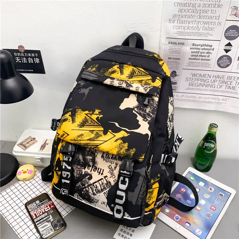 deanwangkt  New Large Capacity Graffiti School Bag Street Tide Cool Men Backpack Female College Student Trip Schoolbag One Piece Dropshipping