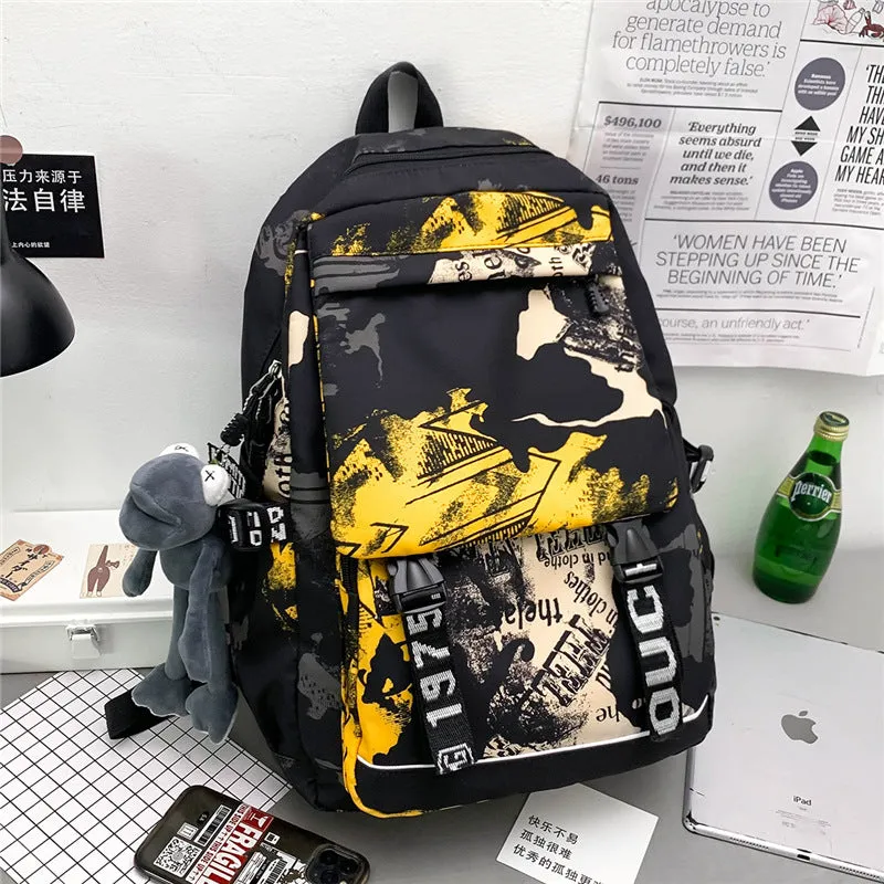 deanwangkt  New Large Capacity Graffiti School Bag Street Tide Cool Men Backpack Female College Student Trip Schoolbag One Piece Dropshipping