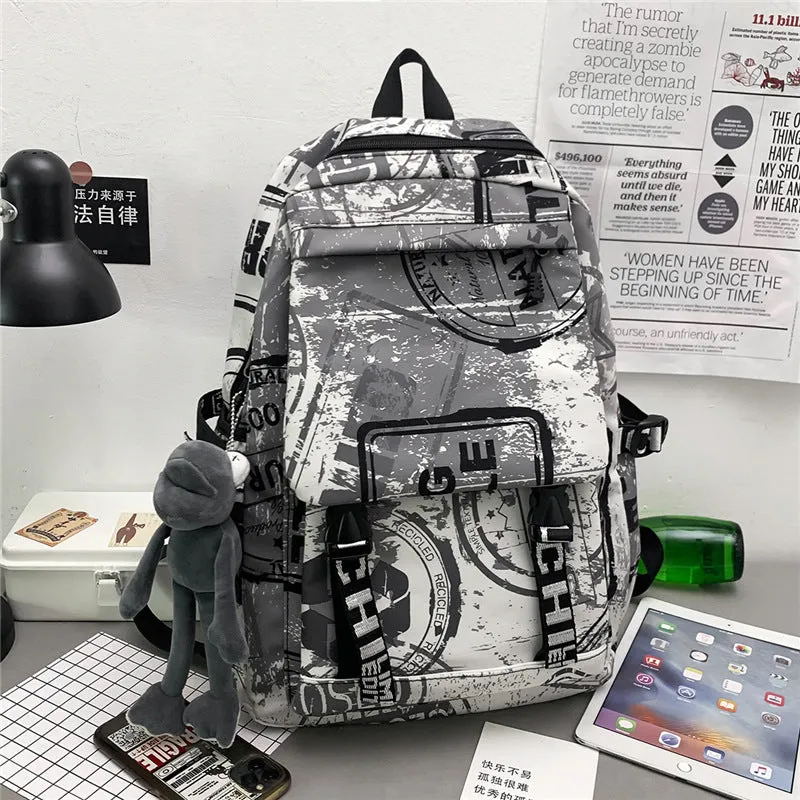 deanwangkt  New Large Capacity Graffiti School Bag Street Tide Cool Men Backpack Female College Student Trip Schoolbag One Piece Dropshipping