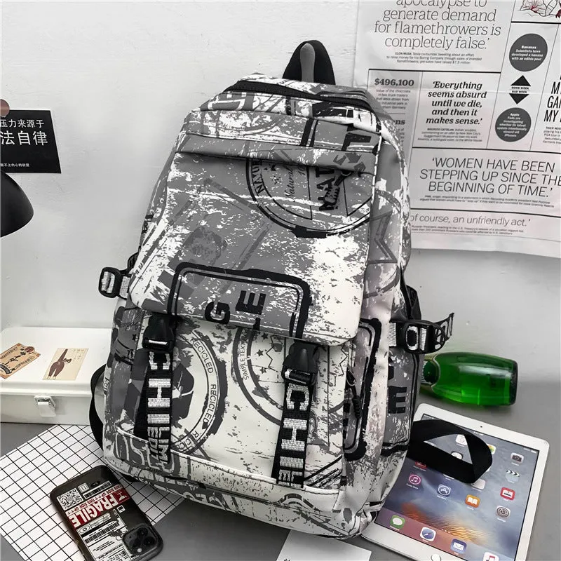 deanwangkt  New Large Capacity Graffiti School Bag Street Tide Cool Men Backpack Female College Student Trip Schoolbag One Piece Dropshipping