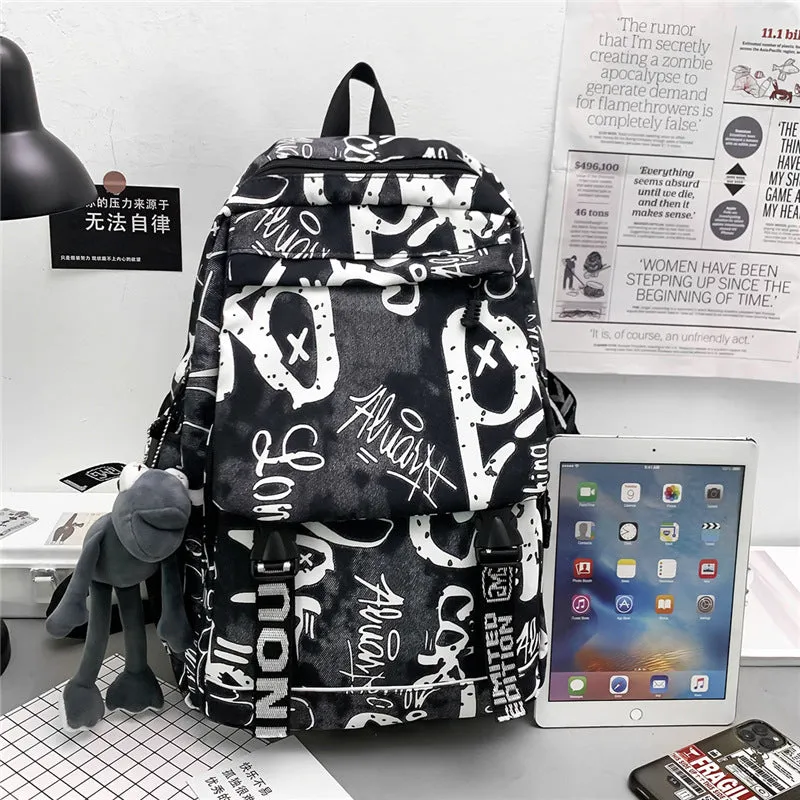 deanwangkt  New Large Capacity Graffiti School Bag Street Tide Cool Men Backpack Female College Student Trip Schoolbag One Piece Dropshipping