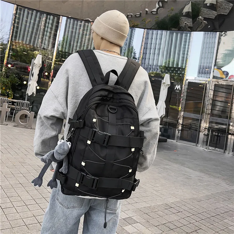 deanwangkt  New Trendy Brand Backpack Men and Women Trendy Cool Backpack Casual Junior High School College Students Schoolbag Personality Skate Bag