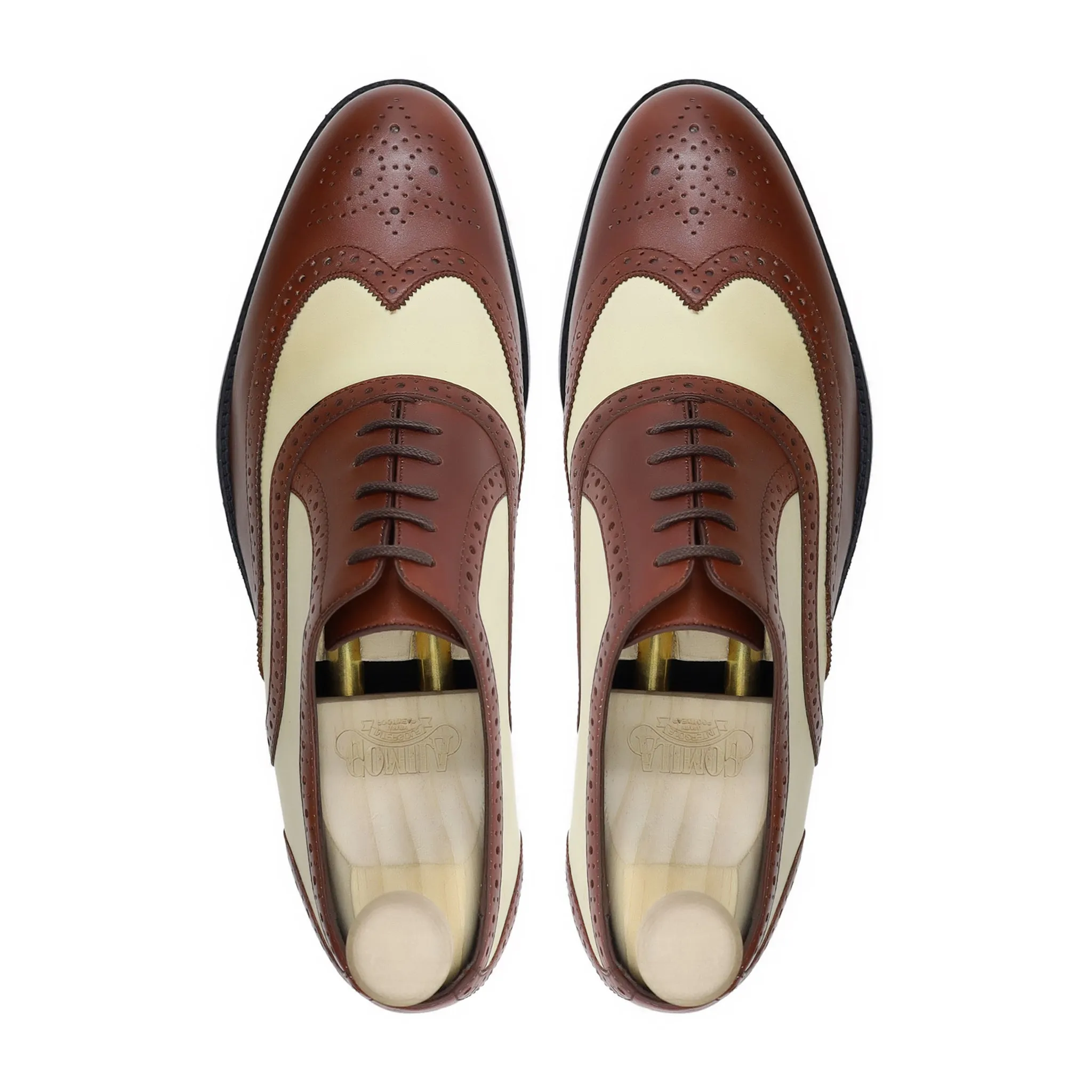 Downey - Men's Light Yellow and Brown Calf Leather Oxford Shoe