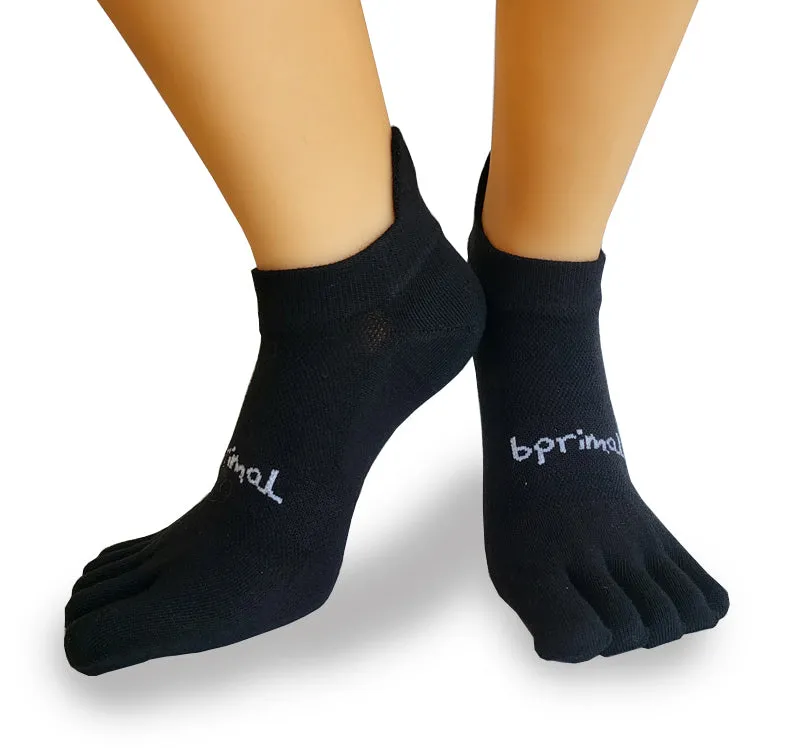 Bprimal YOUTH Everyday Five-Toe Socks - No-Show - Regular Weight - Black