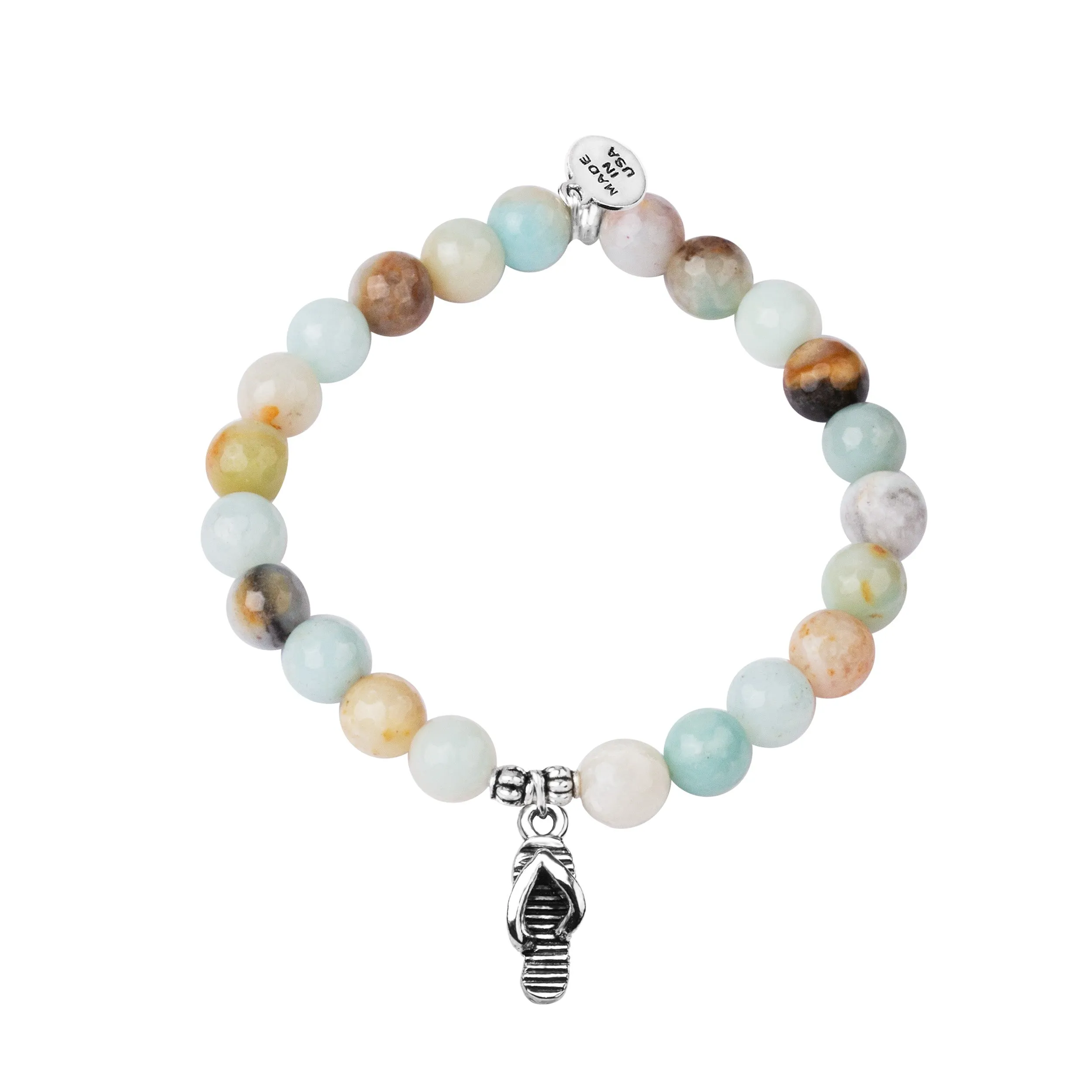 Flip Flop | Stone Beaded Charm Bracelet | Amazonite - Courage