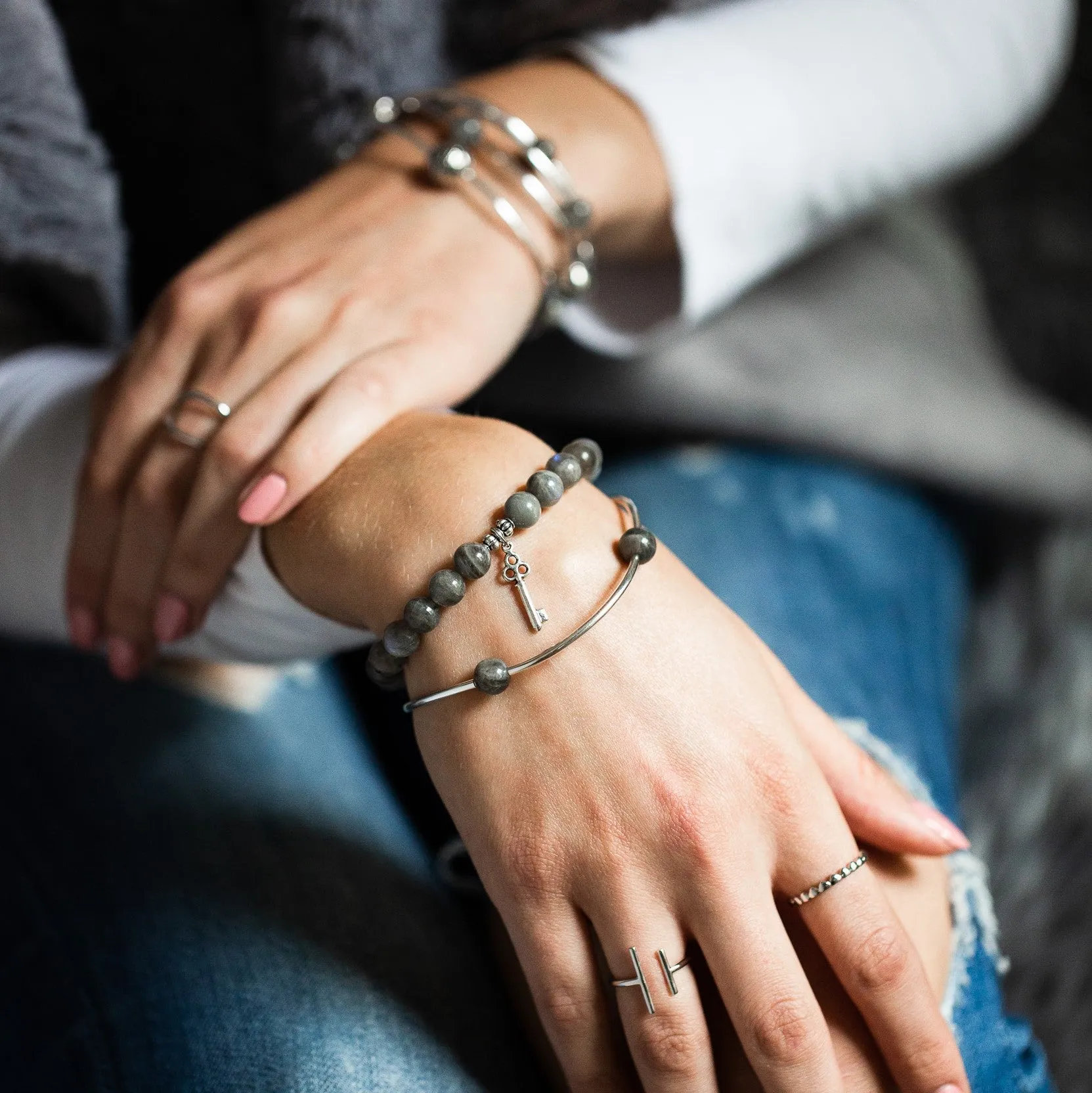 Flip Flop | Stone Beaded Charm Bracelet | Amazonite - Courage