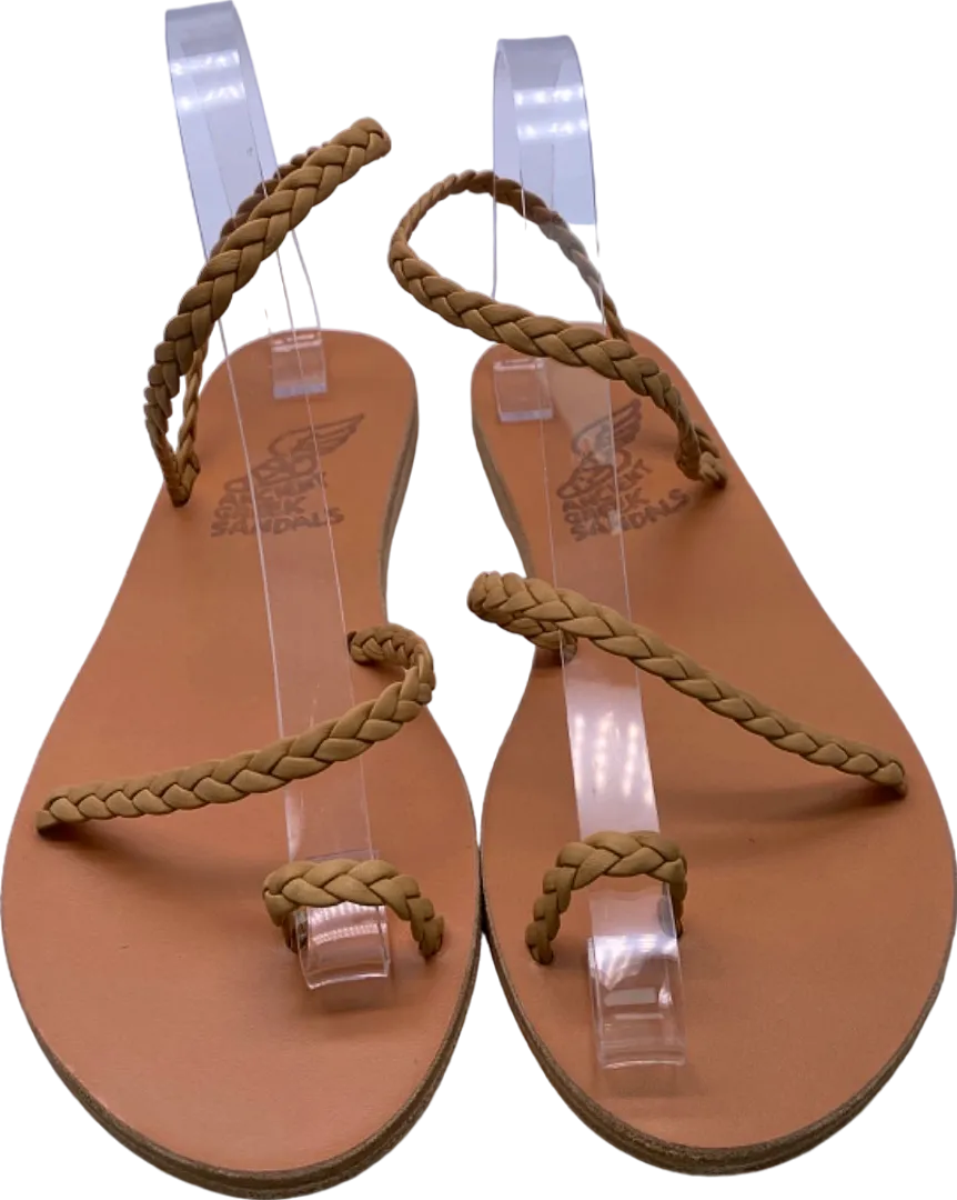 Greek Sandals Tan Braided Strap Sandals UK 5