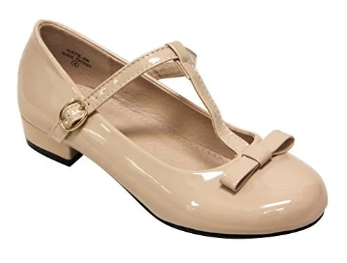 Girl's Kate-5 T-Strap Mary-Jane Low Heel Shoes