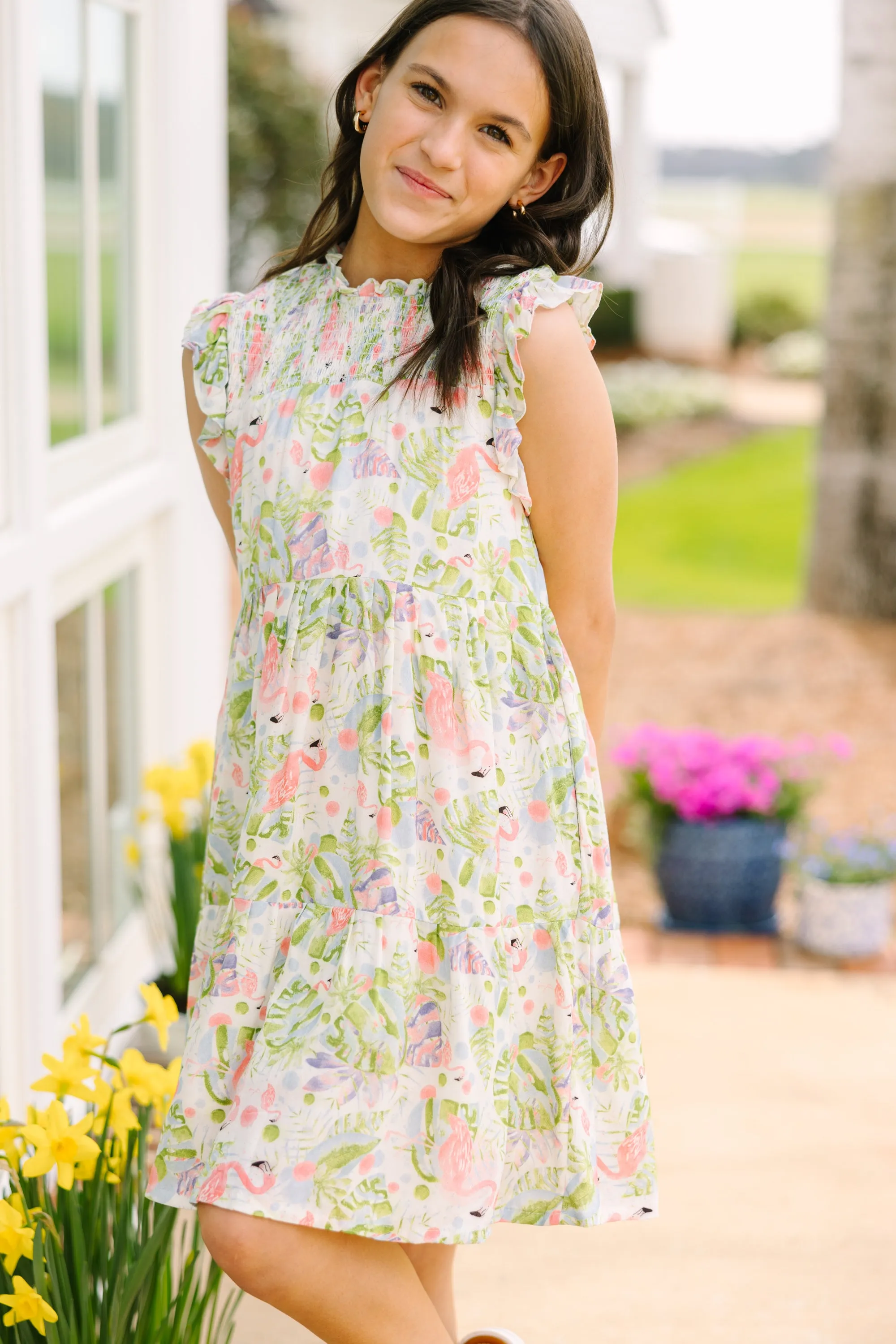 Girls: Out In The Sun Pink Flamingo Dress