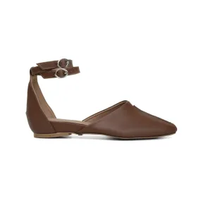 'Giselle' women's cognac flat with ankle-strap by Zette Shoes