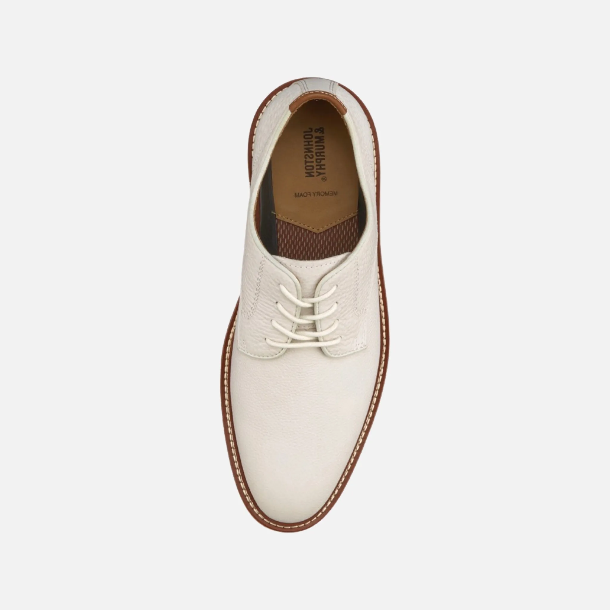 Johnston & Murphy Men's Uptown Plain Toe White Nubuck Shoes | TRUFOAM Sole