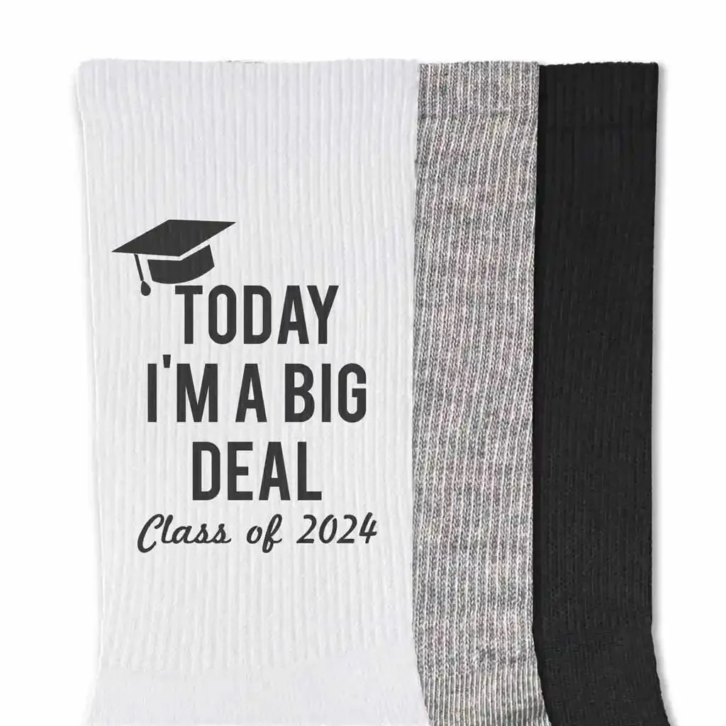 Funny 2024 Graduation Socks - Today I am a Big Deal