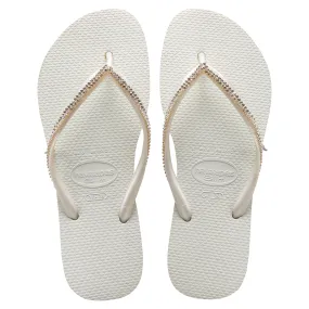 Havaianas Slim Crystal Mesh Womens White Flip-Flops