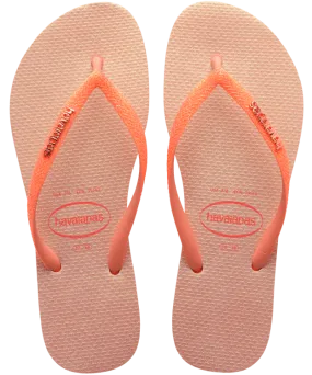 Havaianas Slim Glitter Iridescent Flip Flops - Peach Rose