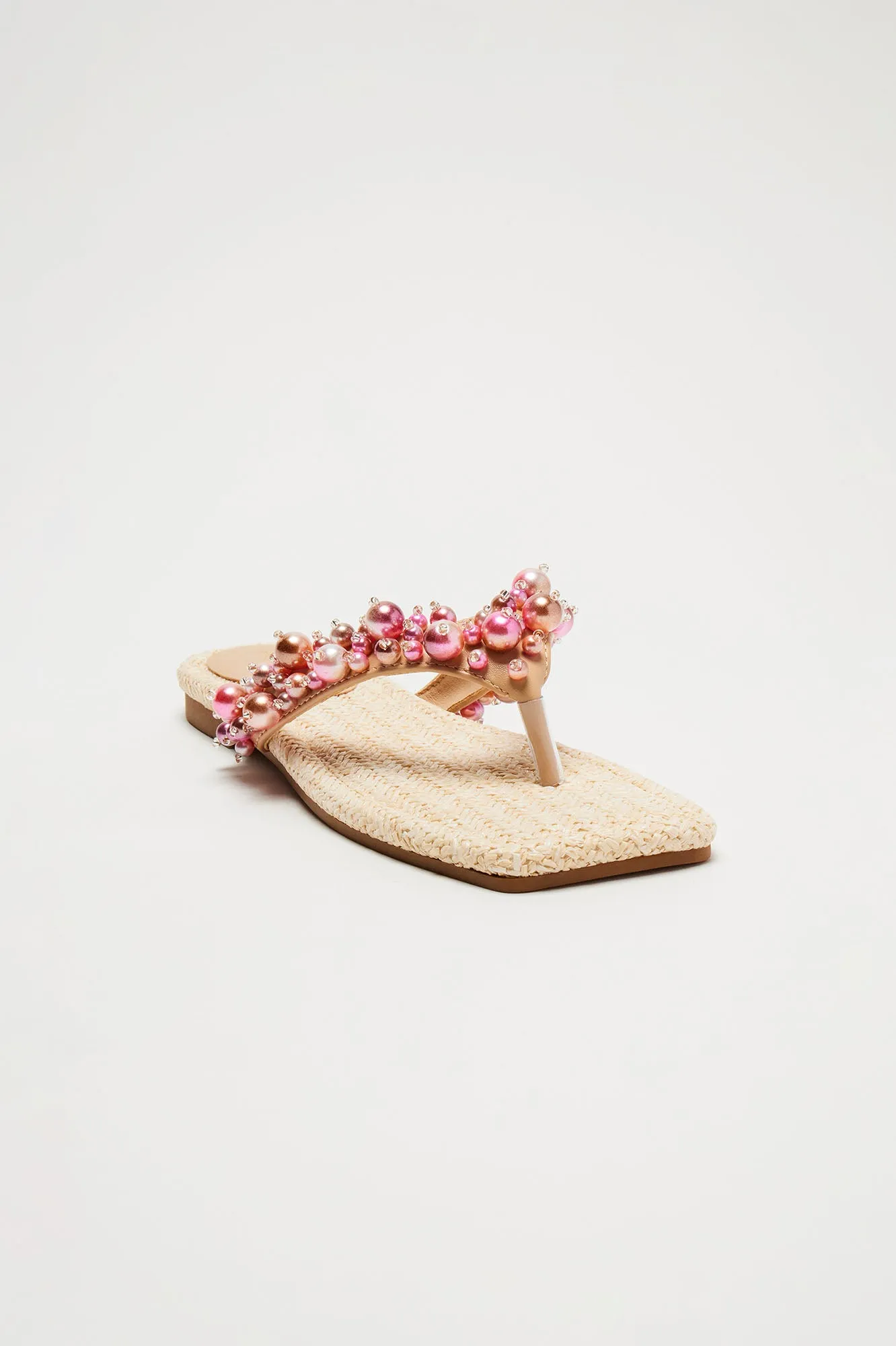 Ariel Pearl Flip Flops - Nude