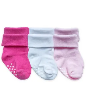 Jefferies Socks - Non Skid Turn Cuff- Pink