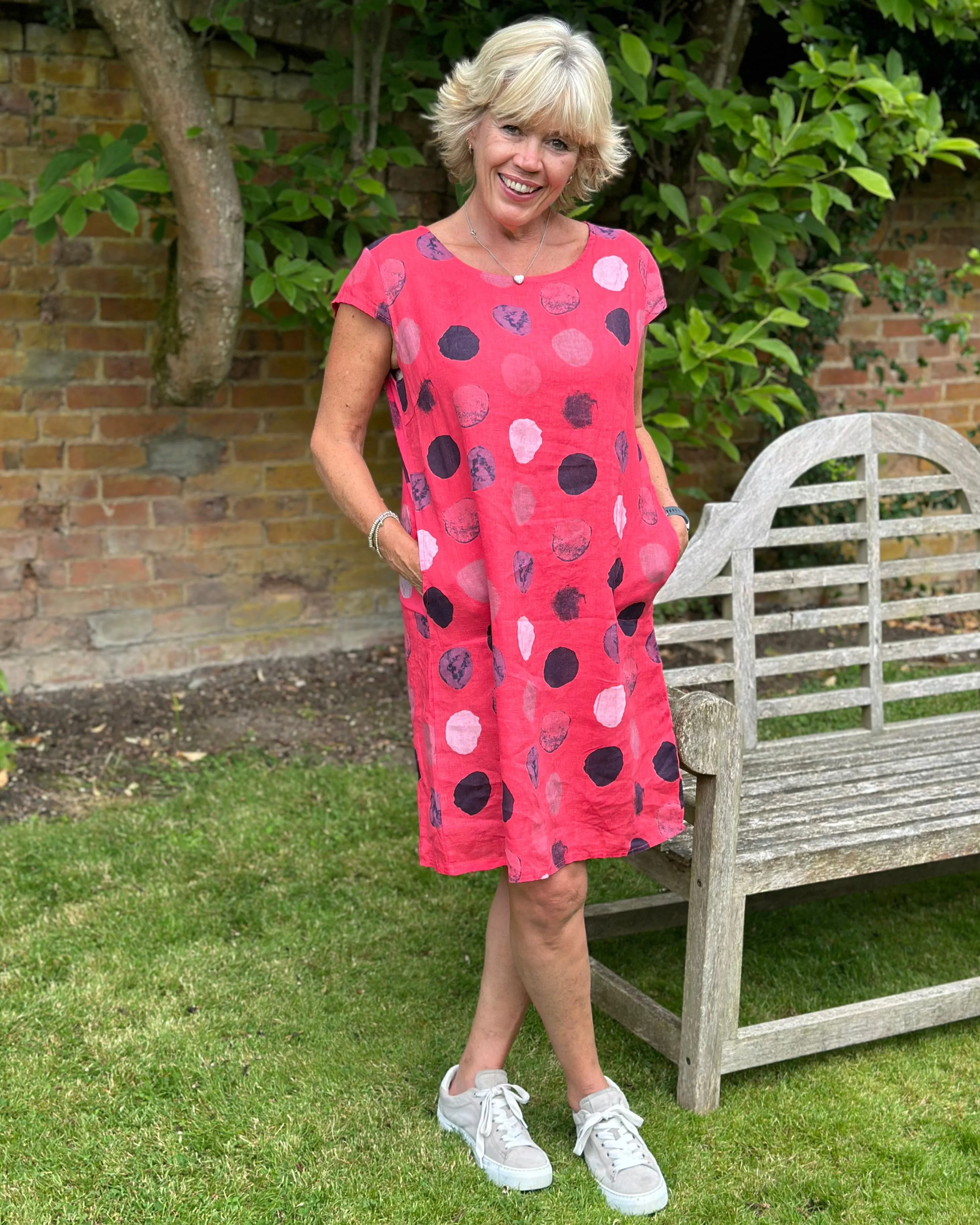 Linen Dress - Strawberry With Dots