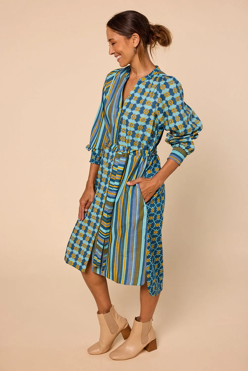 Lottie Billow Sleeve Dress in Ankara