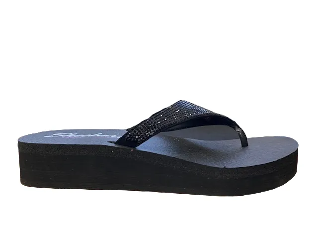 Skechers women's flip flops with wedge Vinyasa Nam On 38644/BBK black